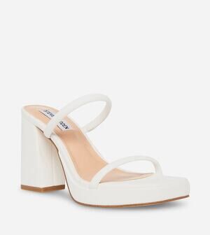 Steve Madden | Polly Square Toe High Heel Platform Sandals in White 8M